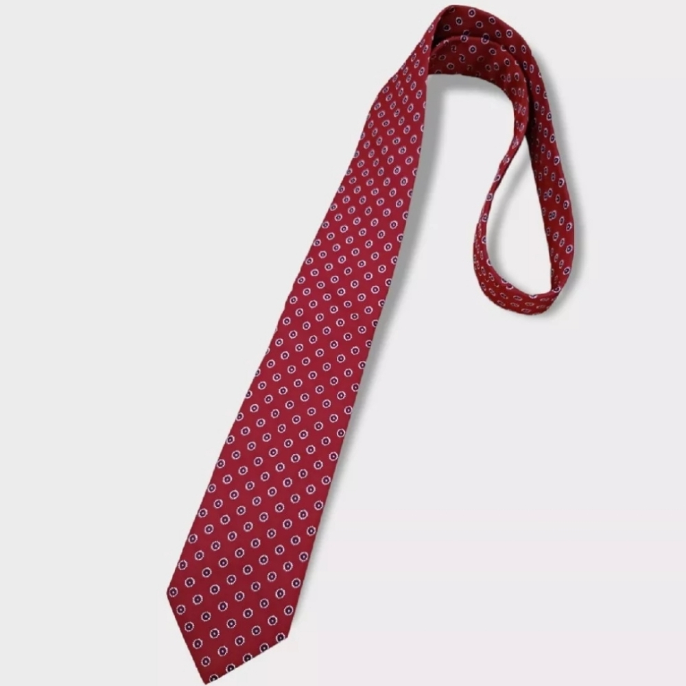 HUGO BOSS Red Geometric Silk LUXURY Tie ITALY